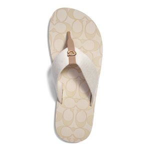 Coach Women's Zoe Webbed Flip Flop - Size 5 - Color: Chalk. BRAND NEW Never Worn